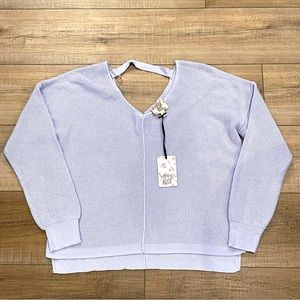 Hippie Rose Women’s Lavender Periwinkle Waffle Knit V Neck Sweater NWT Size M